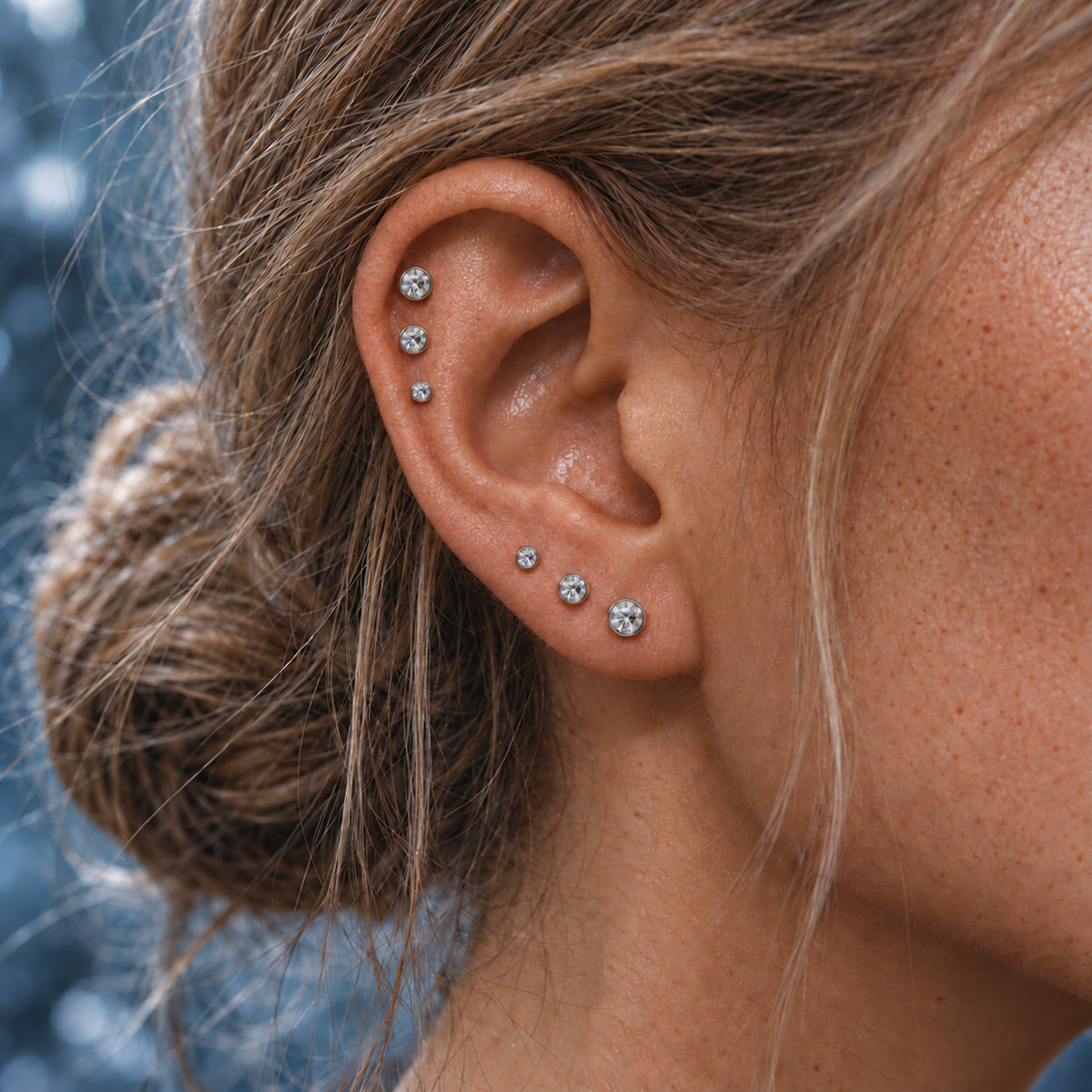 Moissanite Bezel Flat Back Stud
