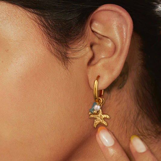 Seaside Hoop Earrings with Charms – Waterproof & 18K Gold Plated