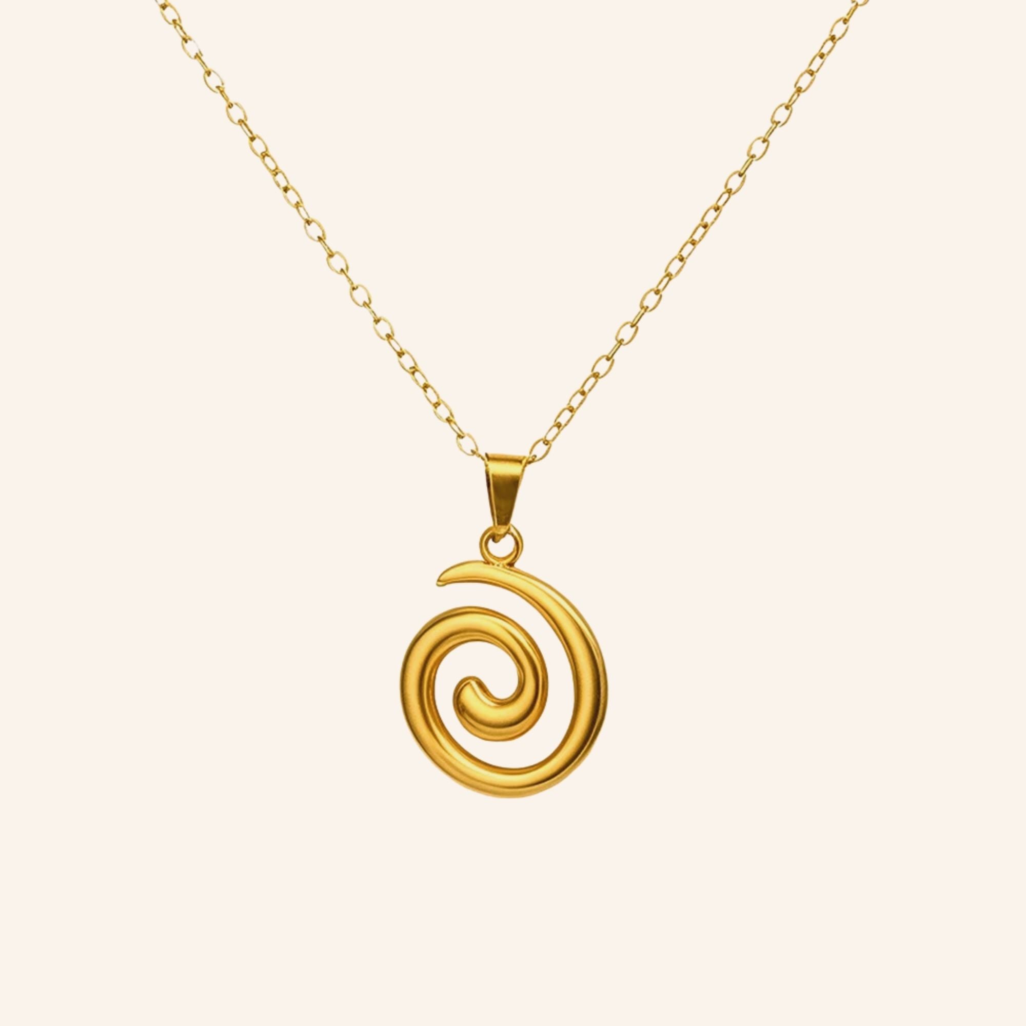 Gold spiral necklace with minimalist swirl pendant – elegant waterproof stainless steel jewelry