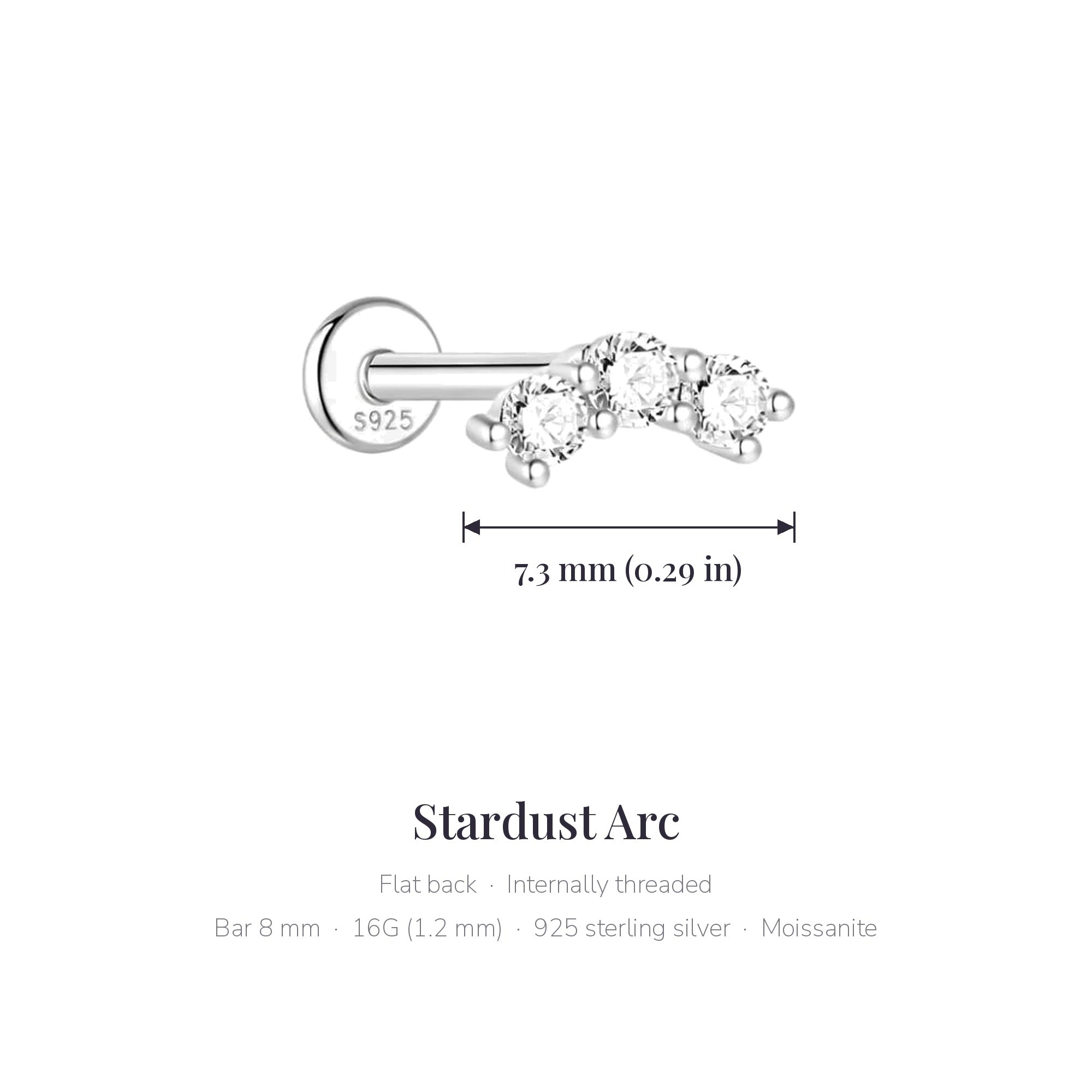 Stardust Arc – Moissanite Flat Back Curved Stud
