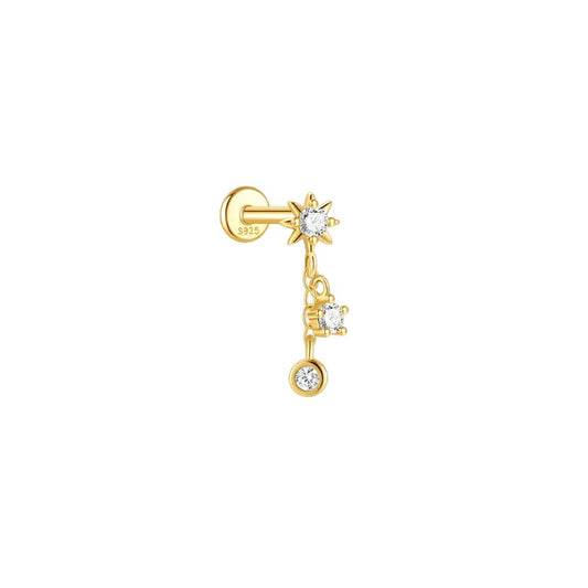 Stella Drop – Gold Helix Drop Stud Earring
