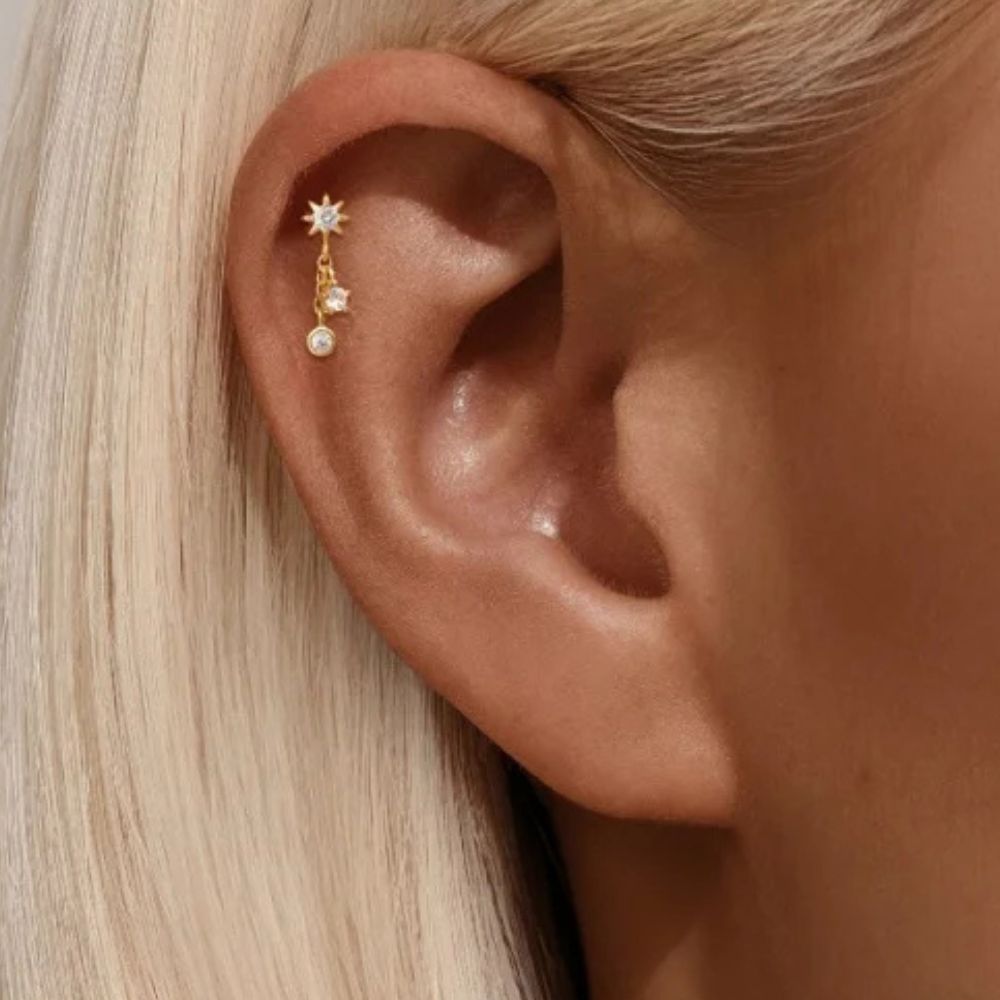 Stella Drop – Gold Helix Drop Stud Earring