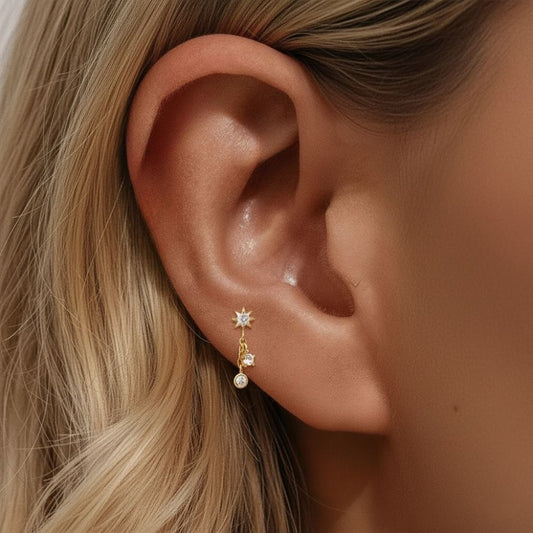 Stella Drop – Gold Helix Drop Stud Earring